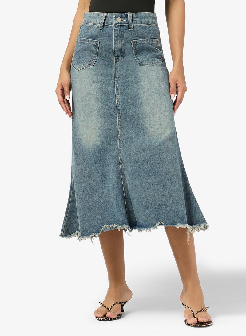 Ginger Denim Mermaid Midi Skirt - Image 1